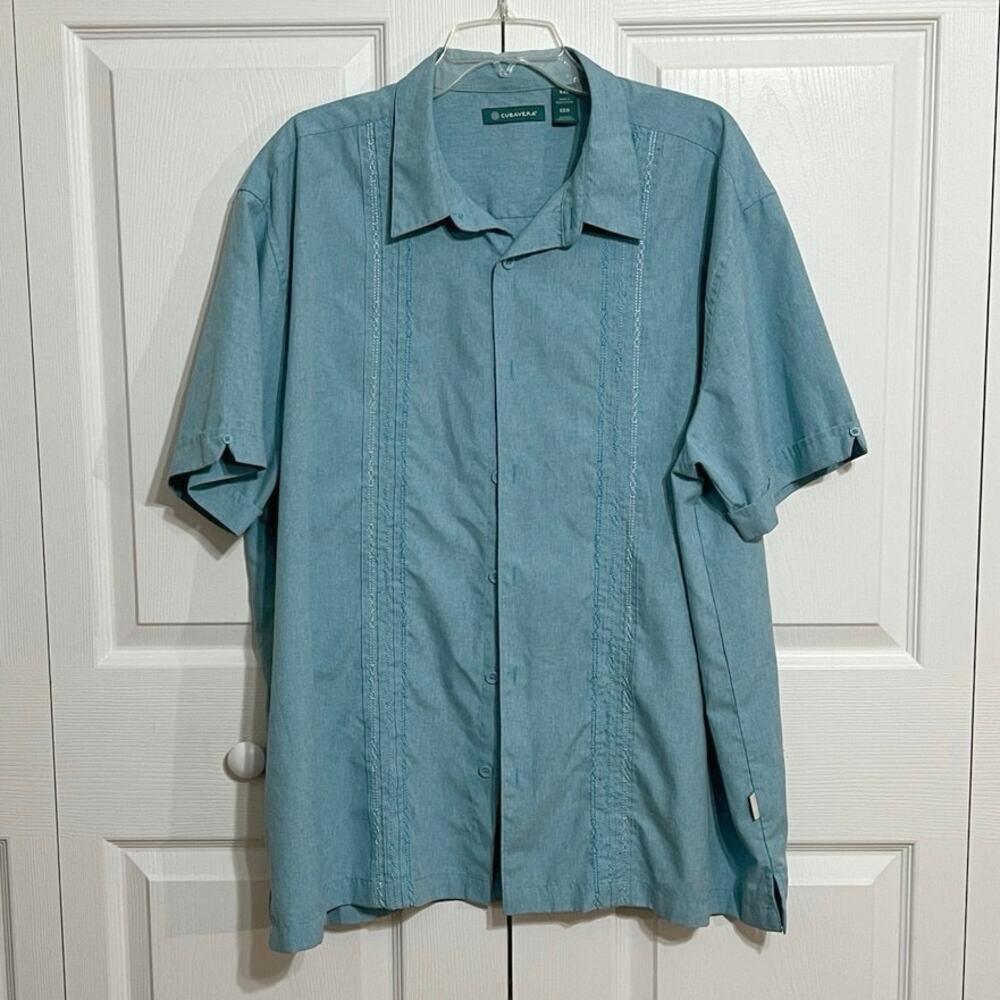 Cubavera Sz XXL blue classic fit embroidered 
short sleeved shirt